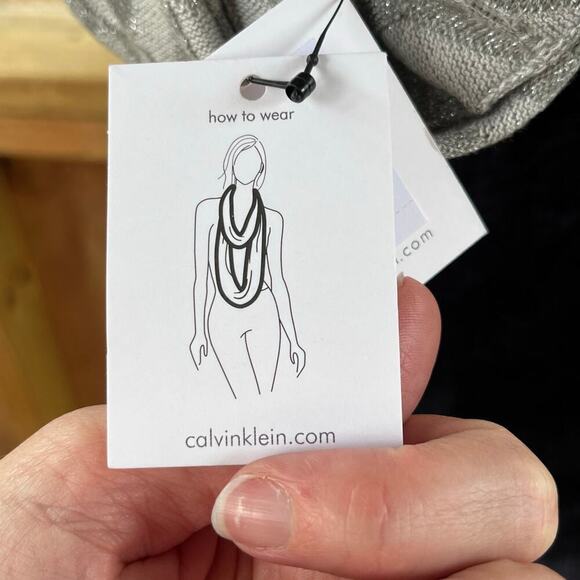 Calvin Klein Women's Silver Chevron Print Infinity Loop Scarf. NEW - Picture 8 of 11